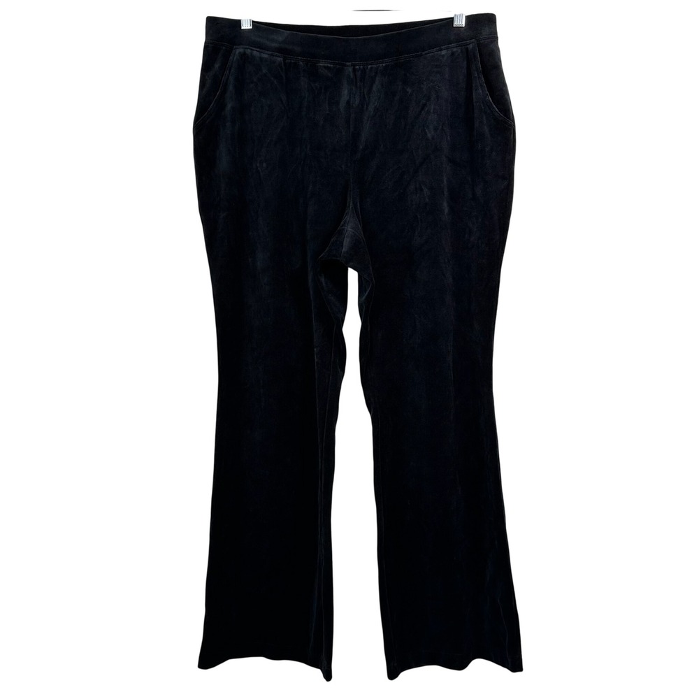 Charter Club Woman Black Velour Straight Leg Pants Plus Size 0X‎ Elastic Waist